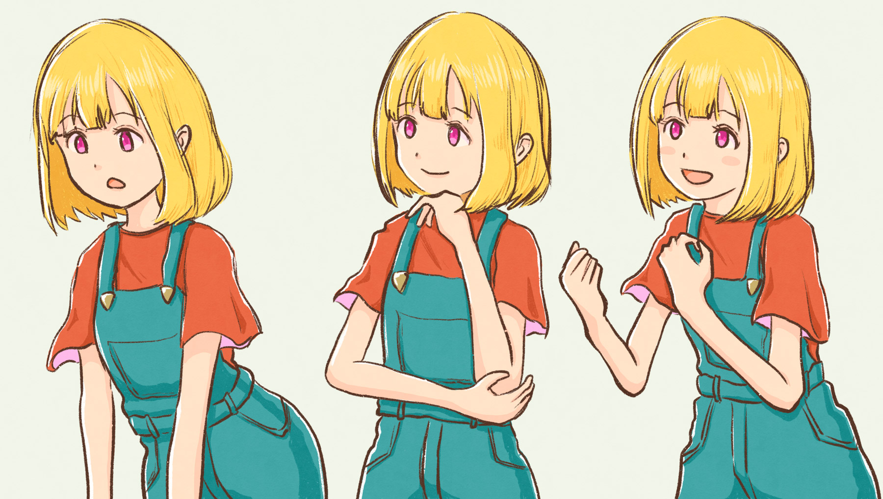 3D モデルをわりとトレース気味に描いた例。
少し崩すようにしているが、3D モデルがベースになっている感が強い